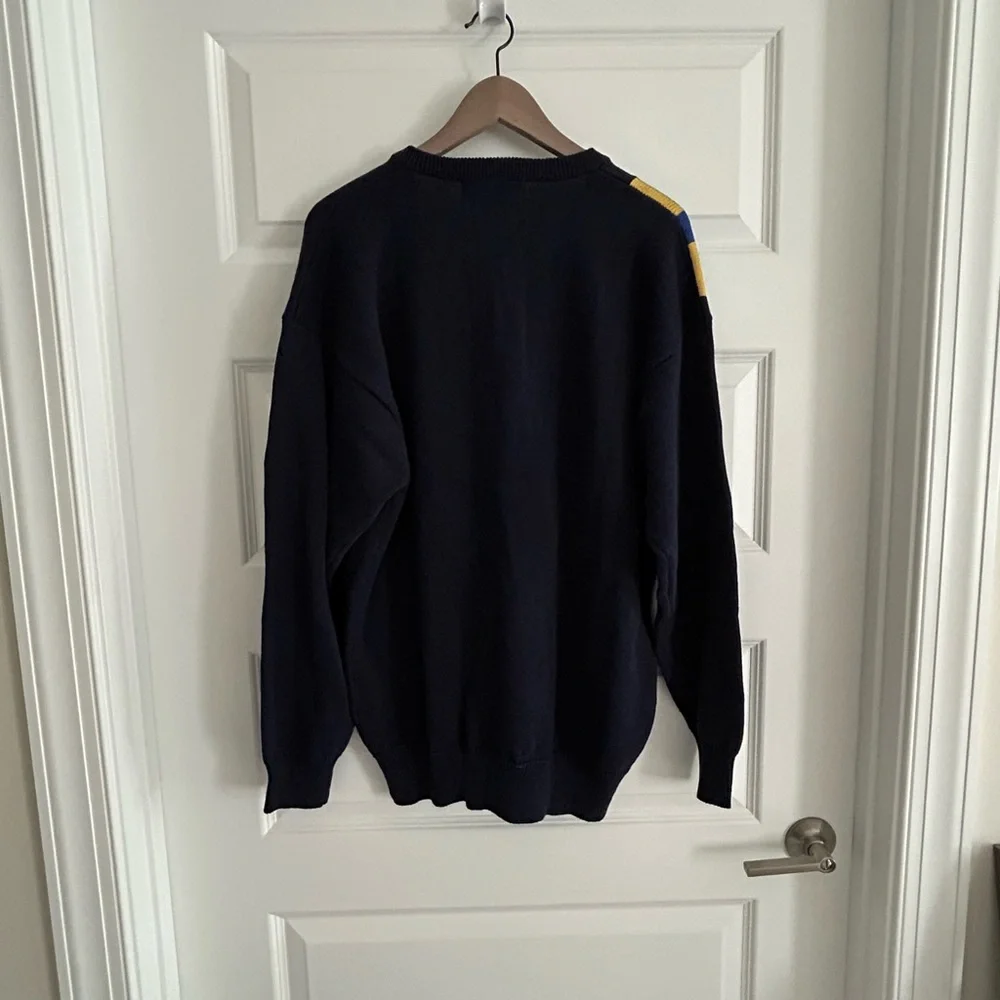 Pringle Vintage Men’s Golf Sweater Navy Blue Yellow Size L